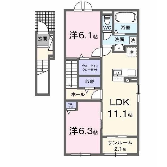 ソレイユS(2LDK/2階)の間取り写真