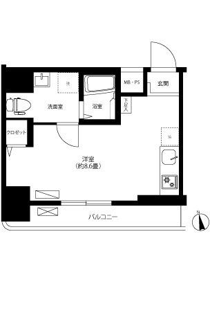 リーノ新宿若松町(ワンルーム/10階)の間取り写真