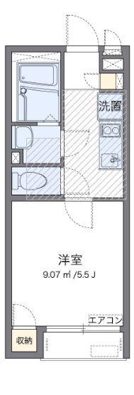 レオネクストグランデ上大岡(1K/2階)の間取り写真