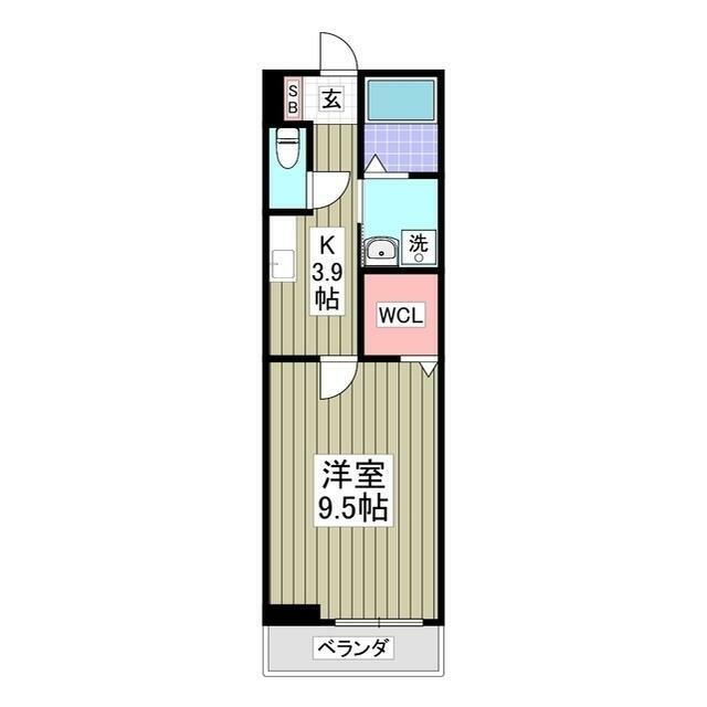 鴨宮アパート(1K/3階)の間取り写真
