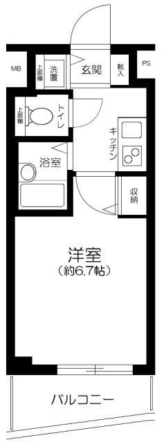 グランド・ガーラ五反田(1K/4階)の間取り写真