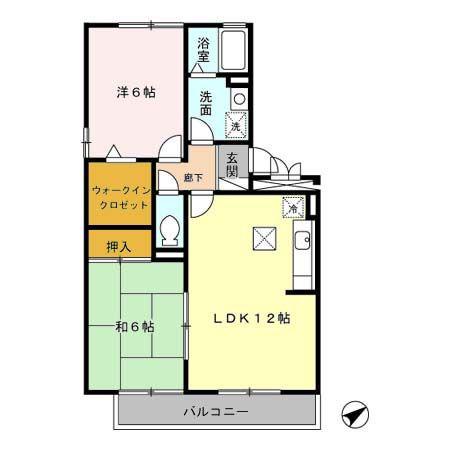 アルバ新海(2LDK/1階)の間取り写真