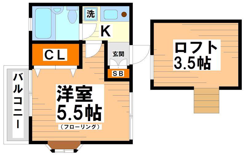 徳成ハイム(1K/2階)の間取り写真