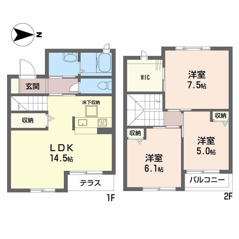グレイスコート香芝(3LDK/1階)の間取り写真