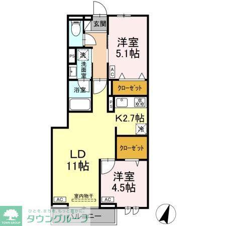 セレスティア中央 II(2LDK/3階)の間取り写真