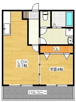 ソレイユ・トキ(1LDK/2階)の間取り写真