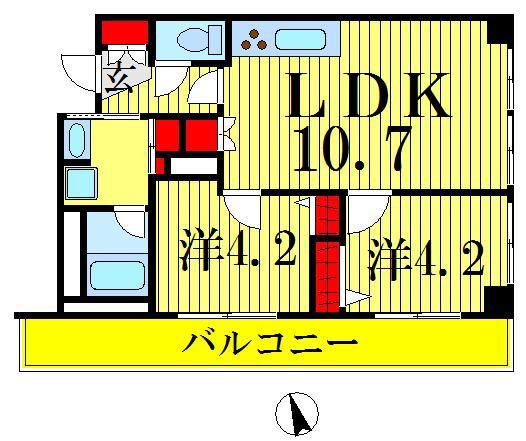 パシフィックパレス錦糸町(2LDK/2階)の間取り写真