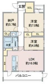 パラドールデカミヤシロII(3LDK/3階)の間取り写真