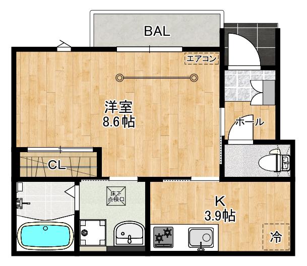 AETAS TERRACE(1K/1階)の間取り写真