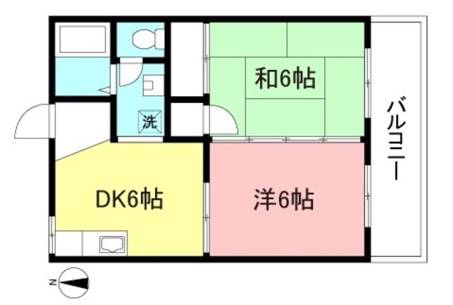 ホワイトアピア(2DK/2階)の間取り写真