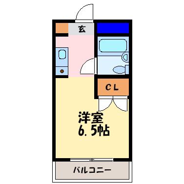キャッスル神崎(1K/2階)の間取り写真