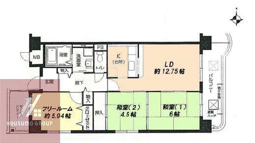 ファミーユ西梅田(3LDK/5階)の間取り写真
