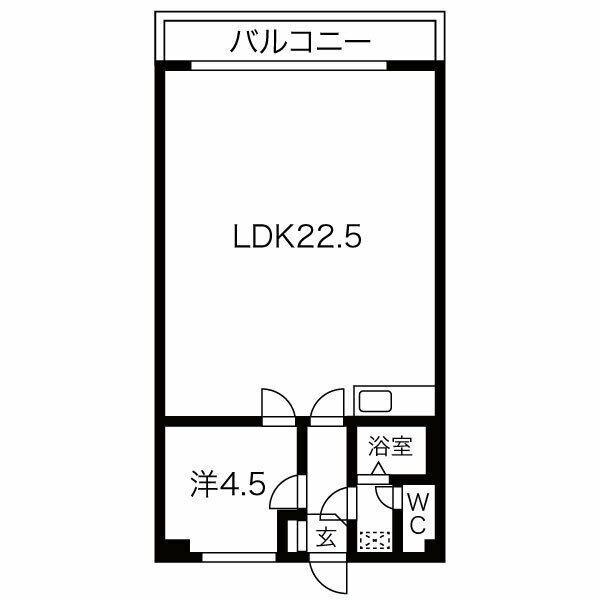 アートエリアSKII(1LDK/4階)の間取り写真