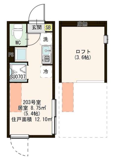 OAKS東武練馬(ワンルーム/2階)の間取り写真
