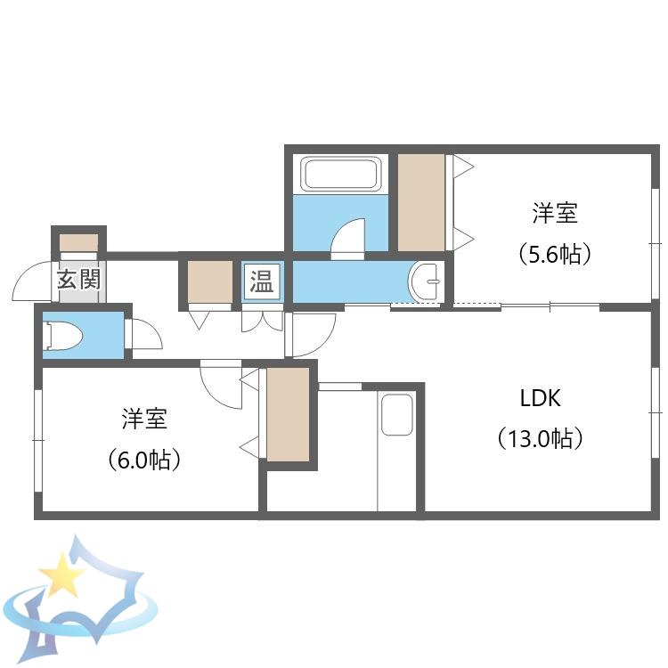 ベルリード西町 A棟(2LDK/1階)の間取り写真