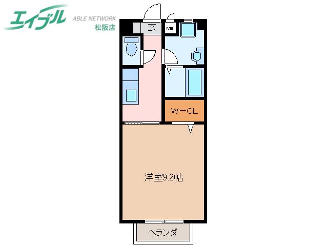 ユウェンタース(1K/2階)の間取り写真