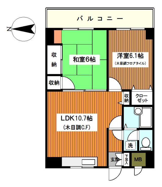 パシフィック湘南(2LDK/4階)の間取り写真