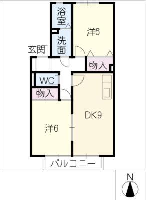 ハイライズ石川(2DK/2階)の間取り写真