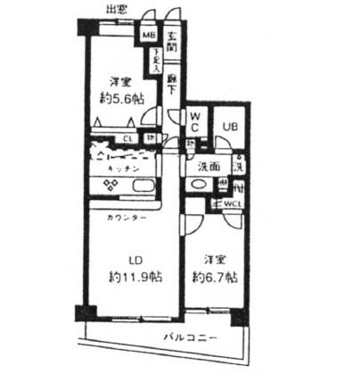 シルフィード南平台(2LDK/2階)の間取り写真