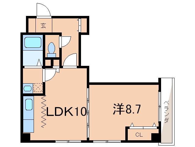 メモリー岡本(1LDK/3階)の間取り写真