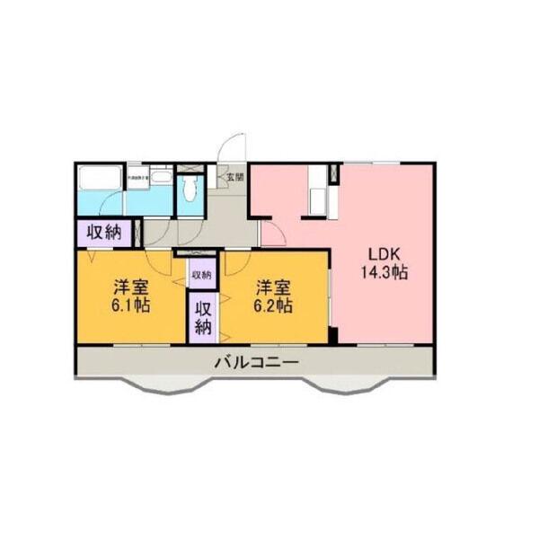 リュ―ボヌールIII(2LDK/3階)の間取り写真