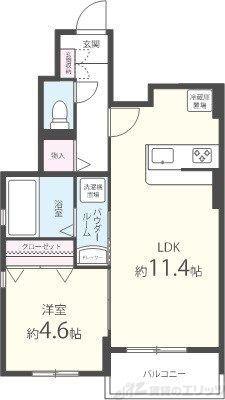 アルテール摂津(1LDK/1階)の間取り写真