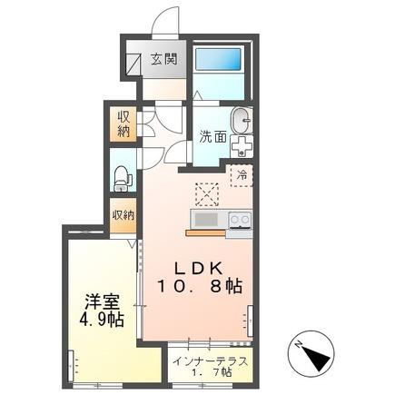 サンクレールつくば(1LDK/1階)の間取り写真