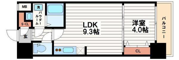 スプランディッド淀屋橋DUE(1LDK/3階)の間取り写真