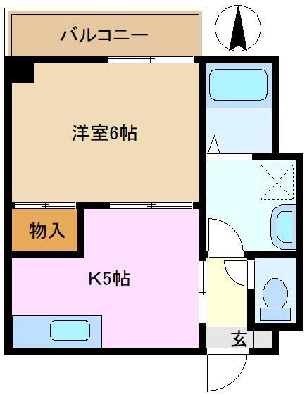 ロックヒルズ鴨居(1DK/4階)の間取り写真