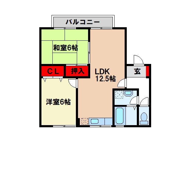 セジュールA・七夕(2LDK/2階)の間取り写真