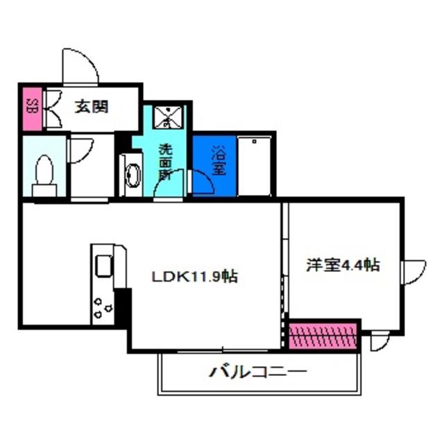 シャーメゾンピオニー(1LDK/2階)の間取り写真