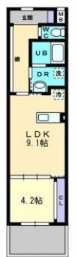 リンヒナーノHプラス(1LDK/8階)の間取り写真