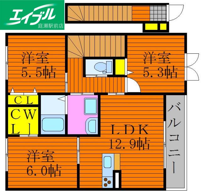 シャーメゾン小山(3LDK/2階)の間取り写真