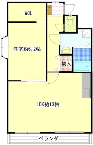 やさかハイツ(1LDK/2階)の間取り写真
