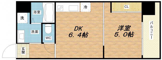 アクアスイート南森町(1DK/4階)の間取り写真