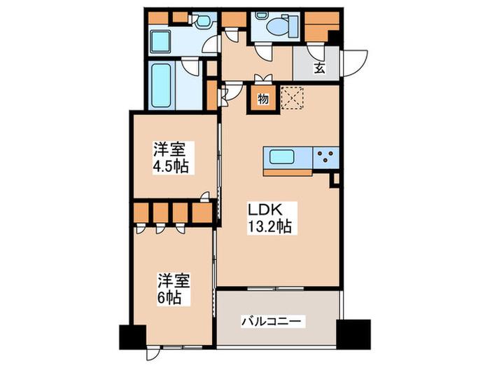 シティタワー天王寺(2LDK/21階)の間取り写真