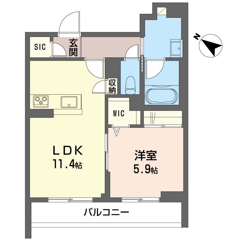 SHM ミア・カーサ スール(1LDK/3階)の間取り写真