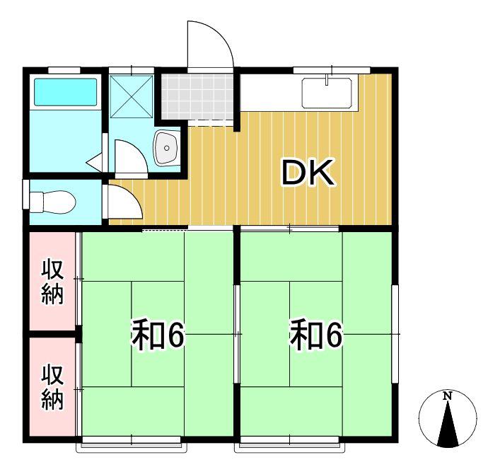 クリスタルハイツ(2DK/2階)の間取り写真