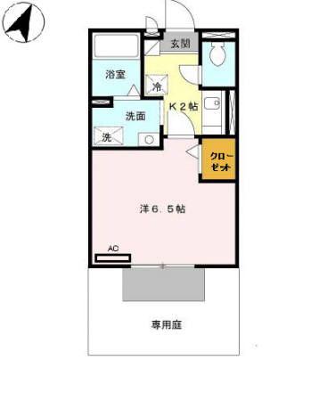セジュール山添B(1K/1階)の間取り写真