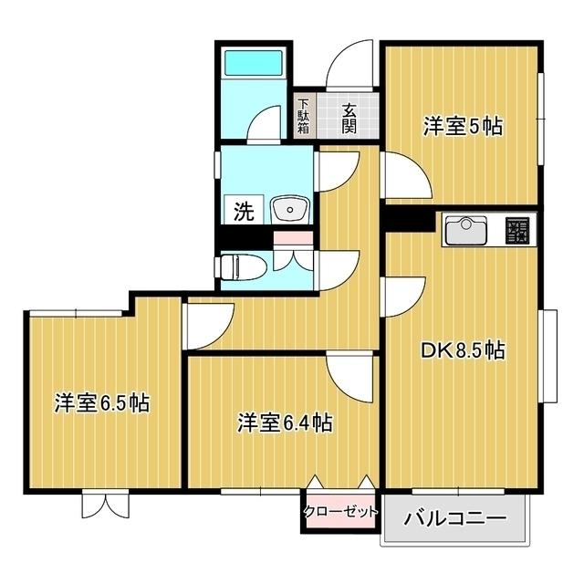 コートハイム南光台壱番館(3DK/2階)の間取り写真