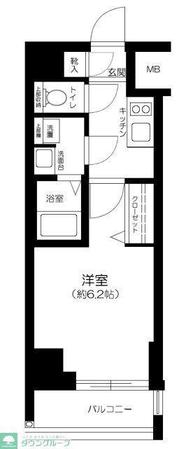 ガリシア品川(1K/4階)の間取り写真
