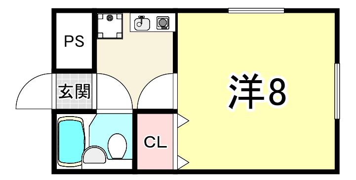 エレガンス(1K/3階)の間取り写真