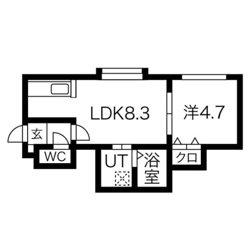 アスティ平岸(1LDK/1階)の間取り写真