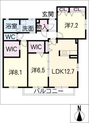ニッケガーデンコート花水木 K(3LDK/2階)の間取り写真