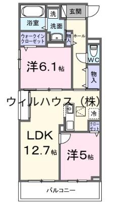 メゾンフルール(2LDK/1階)の間取り写真