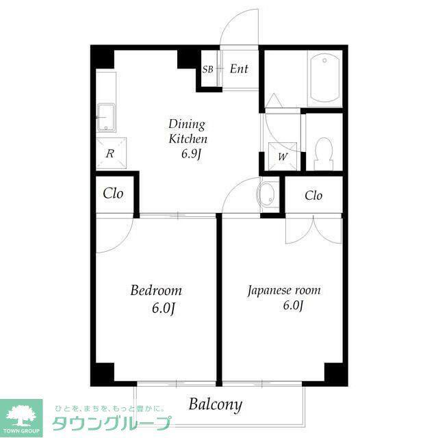 向広弐番館(2DK/2階)の間取り写真