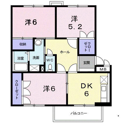 サンシティセブンI(3DK/2階)の間取り写真