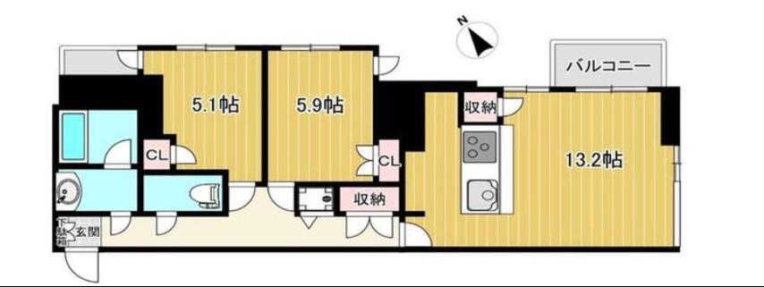 ムルーエ築地(2LDK/4階)の間取り写真