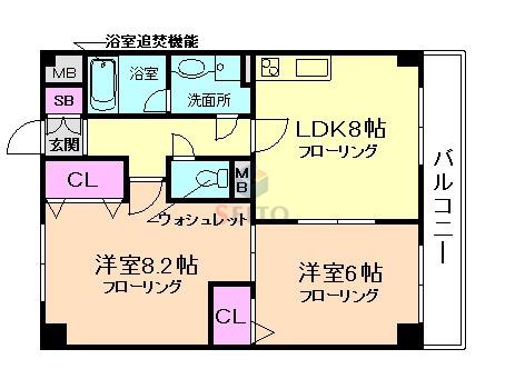 アルカサール26(2DK/3階)の間取り写真