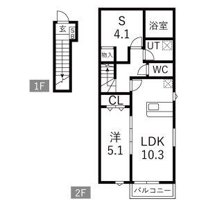 アヴァンス(1SLDK/2階)の間取り写真